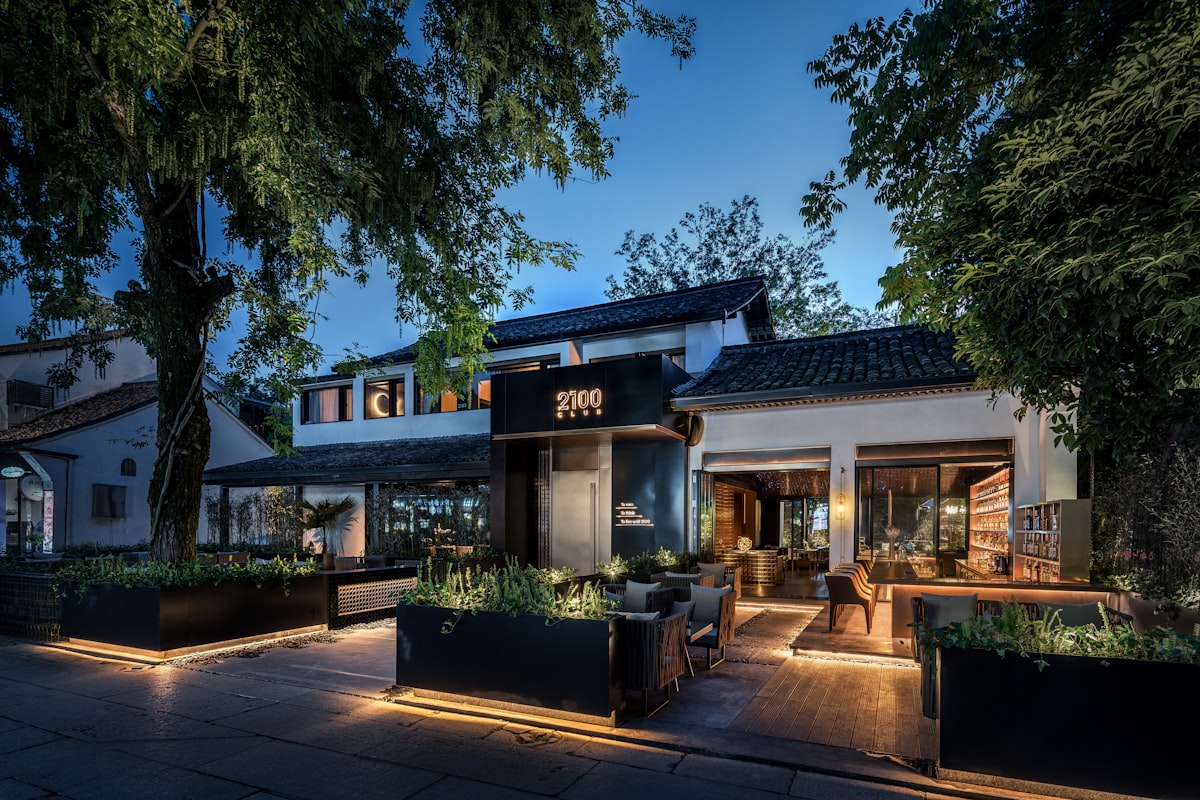 Starlink dish on a Washington State property with the Cascade Range visible in the distance